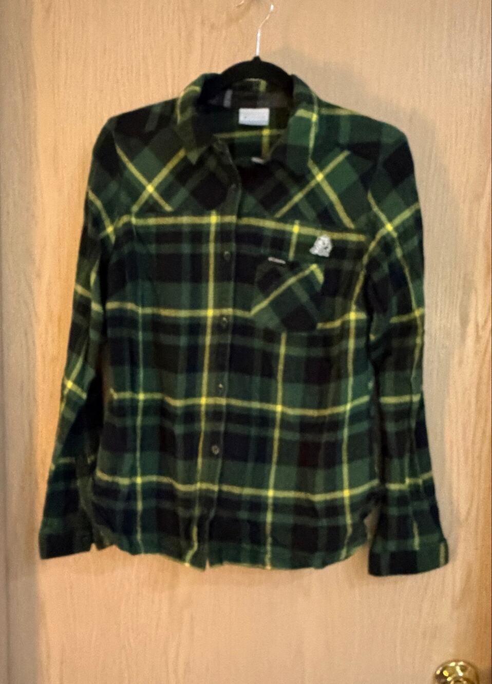 Columbia Oregon Ducks Flare Gun Flannel Shirt Women’s M Green Plaid NCAA